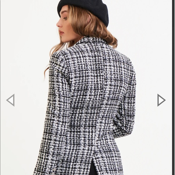 Black Tape BLACK AND WHITE DOUBLE BREASTED TWEED BLAZE BNWTS - Picture 3 of 11